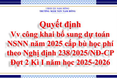 QĐ Vv công khai bổ sung dự toán NSNN năm 2025 cấp bù học phí theo Nghị định 238/2025/NĐ-CP Đợt 2 Kì I năm học 2025-2026