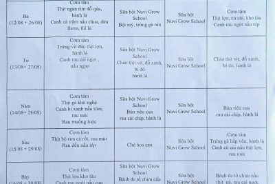 THỰC ĐƠN TUẦN 2+4 THÁNG 8 NĂM 2025